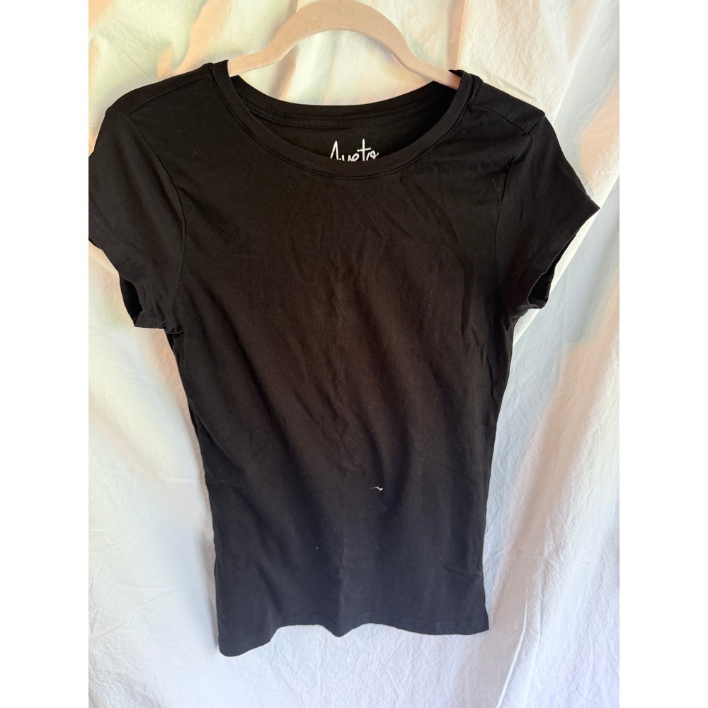 Aveto Womens Large Black Short Sleeve Crew Neck Cotton Blend Stretch T-Shirt